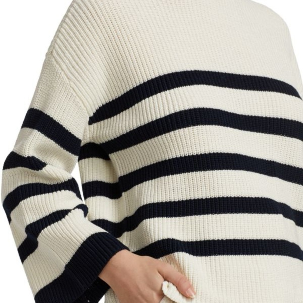Frame striped navy and white cotton sweater